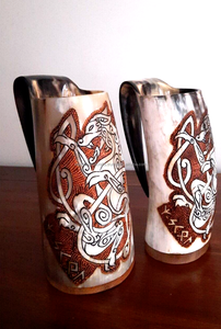 BUFFALO BOIRE CORNE VIKING DRINKING corne Tankard pour bière hydromel médiévale corne à boire tasse avec poignée - Product Image 2