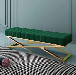 Nouvelle arrivée : Chaise ottoman avec dossier vert pour salon, mariage, utilisation décorative, lot de 2. - Product Image 4