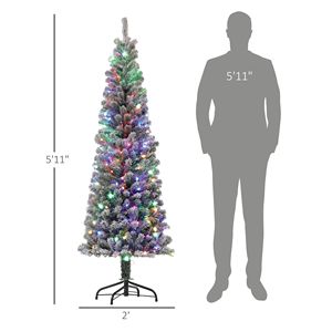 Albero di Natale Pre-Illuminato da 180 cm con Luci LED Bicolore e Supporto in Metallo - Decorazione Natalizia Effetto Neve - Product Image 3