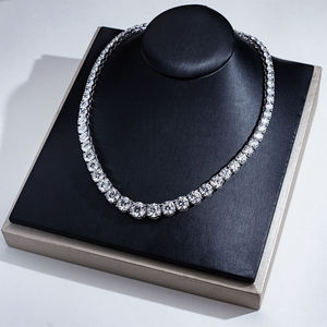 Collier Chaîne Tennis en Diamants de Laboratoire Certifiés IGI Plaqué Or pour Femme, Diamants Ronds Brillants de Luxe - Product Image 2