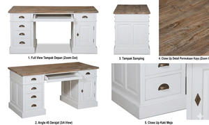 Escritorio de Oficina Contemporáneo de Madera Ani con Cajón para Archivos, Acabado Natural, para Oficina en Casa y Sala de Estudio - Product Image 6