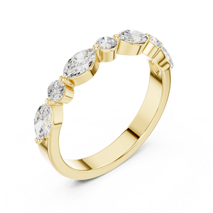 Anillo de Diamantes de Oro Amarillo de 10K para Mujer, Corte Marquesa, Diamante Cultivado en Laboratorio con Certificado IDGL, Color F, Anillo de Compromiso Moderno, Estilo Media Eternidad - Product Image 4