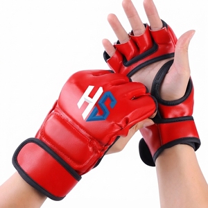 ถุงมือฝึกซ้อม MMA สีแดงแบบครึ่งนิ้ว หนัง PU ปิดด้วยเวลโคร สำหรับทุกเพศ เหมาะสำหรับศิลปะการต่อสู้และอุปกรณ์มวย - Product Image 2