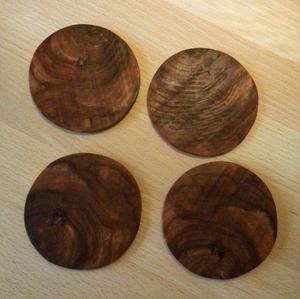 Natural Finish Wooden Coasters Set of 4 Rustic <b>Table</b> <b>Protection</b> - Product Image 4