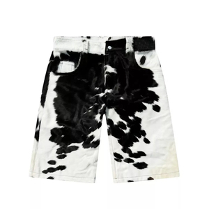 Pantalones Cortos de Cuero de Pelo de Vaca Estilo Urbano para Hombre, Diseño Personalizado con Bolsillos Laterales, Último Diseño Bordado en Cuero con Pelo de Vaca - Product Image 1