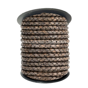 Cordón de Cuero Trenzado Marrón Mate Negro Antiguo de 5 mm, Cuero Redondo de Primera Calidad para Joyería - Product Image 3