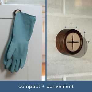 Set di 4 Ganci Adesivi Rotondi in Plastica Effetto Noce per Asciugamani da Cucina e Bagno - Product Image 3