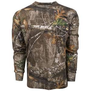 T-shirt en coton 100% à col rond, couleur unie, manches régulières, pour la chasse, la randonnée, le camping, motif camouflage Bottomland - Product Image 1