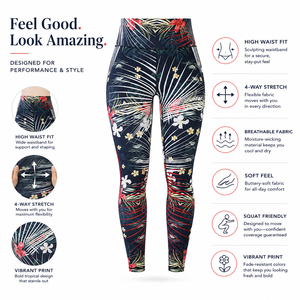 Leggings de yoga à imprimé floral personnalisé, taille haute, effet ventre plat, pour femme, pantalon de sport doux pour la gym et le fitness - Product Image 5