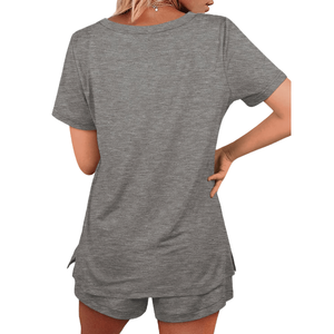 Conjunto de Dos Piezas de Punto para Mujer, Cuello en V, Manga Corta, Color Verde, Corte Holgado, Estilo Casual para Primavera/Verano - Product Image 6
