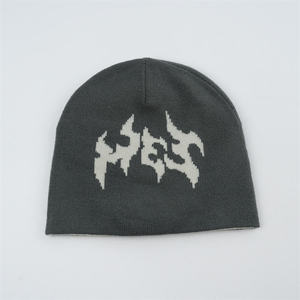 Nouveaux bonnets Y2K personnalisés en jacquard avec logo, tricotés double face, 100 % acrylique, réversibles, motif personnalisé pour la plage et le quotidien - Product Image 1