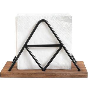 Porta Servilletas Vertical de Diseño Montañoso Moderno, Base de Madera Rústica, Dispensador de Papel Metálico Negro Mate para Encimera de Cocina - Product Image 2