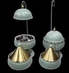 Cacerola Premium de Oro Rosa y Plata con Base Texturizada y Tapa Abombada, Olla de Lujo para Mantener la Comida Caliente, para Servir en la Mesa - Product Image 2