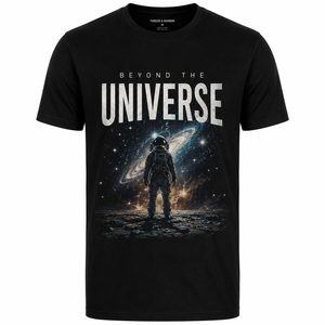 Thread & Harbor Camiseta negra con estampado de astronauta Beyond The Universe para hombre, manga corta, cuello redondo, corte regular, informal, 100% algodón - Product Image 2