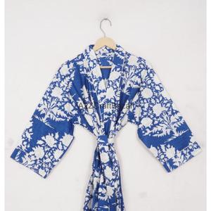 Handmade 100% Cotton Floral Printed V-neck Drawstring Closure Breathable Kimono Lightweight Summer Spa <b>Bath</b> Wrap Casual Romantic - Product Image 3