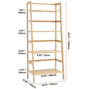 Scaffale espositivo a 4 livelli in bambù a trapezio, portaoggetti aperto, supporto autoportante per piante e fiori con organizer a scala - Product Image 2