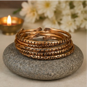 Manufacturer Direct Pure Copper Open Bangle Set Handcrafted Wholesale Jewelry Supplier - Product Image 1