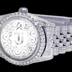 Montre de luxe analogique en argent Rodiam entièrement blanche avec cadran en quartz et diamants Moissanite VVS sertis, pour hommes et femmes - Product Image 2