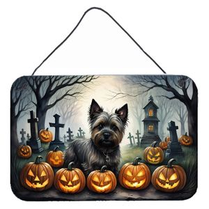 Cairn Terrier ใหม่น่ากลัวฮาโลวีนโลหะอลูมิเนียมแขวนผนังหลากสี8HX12W แผ่นโลหะสำหรับห้องครัวบาร์ห้องน้ำสำหรับตกแต่งบ้าน - Product Image 1