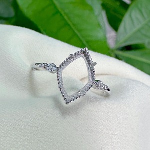 Anillo de Halo de Diseño Semimontado en Plata 925 Hecho a Mano, Forma de Diamante 8x12mm, Engastes de Circonita Cúbica para Relleno de Resina DIY, Fornituras de Joyería para Recuerdos - Product Image 3