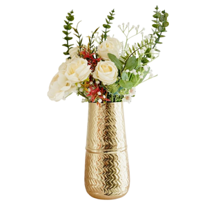 Vase à fleurs en métal noir, arrangement de fleurs artificielles, vase en métal de forme cylindrique pour la décoration de la maison, les mariages et les fêtes - Product Image 3