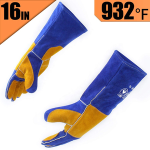 Gants de soudure en cuir à manches extra longues, résistants à la chaleur pour four, gril, cheminée, poêle, barbecue - Product Image 2