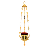 Lampe de sanctuarium sculptée en forme de croix avec bougie chauffe-plat en verre rouge |   Lampe suspendue pour sanctuaire d'église – Export Corporation