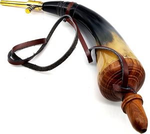 Poudre de corne de buffle véritable de qualité supérieure avec sangle en cuir réglable pour la chasse, le camping et les aventures en plein air - Product Image 5