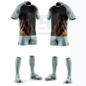 Ensemble de rugby imprimé haut de gamme, respirant, antibactérien, coupe-vent, maillot et short en tissu performant pour les séances d'entraînement quotidiennes - Product Image 5