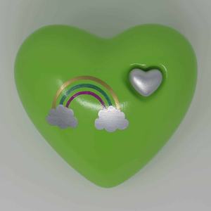 Urna Conmemorativa para Cenizas con Diseño de Corazón y Mini Corazón con Estampado de Perro Rambow, Corazón para Cenizas Funerarias de Metal, Latón/Aluminio - Product Image 3