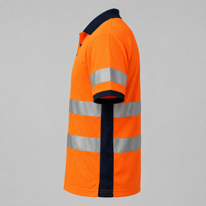 Polo de travail personnalisé en maille souple respirante pour la construction, uniforme de chantier léger, vêtements personnalisés en maille, usine de confection. - Product Image 5