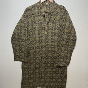 Stylish Men's Classic Cotton Long Kurta | Full Sleeve Ethnic Wear | Floral <b>Block</b> <b>Printed</b> Designer Kurta - Product Image 1