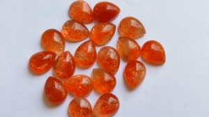 Pierres précieuses en pierre de soleil naturelle, forme poire, cabochon, 6x8mm à 12x16mm, dos plat lisse, lot en gros pour la fabrication de bijoux - Product Image 3