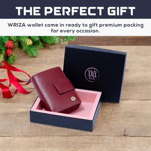 WRIZA Coral Red Genuine Leather RFID Wallet for Women | Classic Minimalist Travel Ready Compact <b>Purse</b> 9 Card Slots Secure - Product Image 5