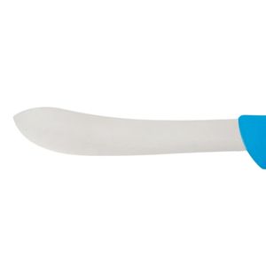 Couteaux de boucher à manche bleu avec lame à pointe arrondie argentée, poignée ergonomique incurvée et protège-doigts pour la découpe de viande et des aliments - Product Image 5