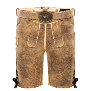 2026 Latest Bavarian Men's Lederhosen Traditional <b>Oktoberfest</b> <b>Costume</b> with Embroidered Technique Leather Product - Product Image 1