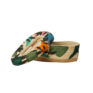 Cubierta para Caja de Pañuelos Ovalada Ligera de Yute Natural Ecológico, Tejida a Mano con Patrón Botánico Colorido, Decorativa para Mesa - Product Image 6