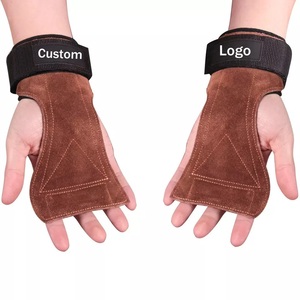 Custom Leather Weightlifting <b>Straps</b> Adjustable <b>Velcro</b> Gym Hand Grips Palm Protector Unisex Cowhide - Product Image 1