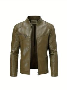<b>Men's</b> Motorcycle <b>Leather</b> <b>Jacket</b> Vintage Cafe Racer Distressed Biker Style Coat - Product Image 1