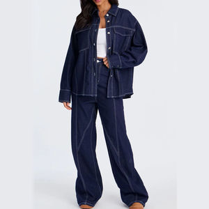 Conjunto de Dos Piezas de Mezclilla, Diseño Exclusivo, Informal de Verano, Sin Mangas, Cintura Elástica, Pierna Ancha, Secado Rápido y Transpirable - Product Image 1