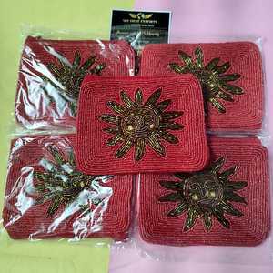 Handcrafted Beaded Coin Purse Red Sun Flower Zipper Wallet Cute <b>Small</b> Women Cosmetic <b>Bag</b> Party Gift <b>Small</b> Lipstick Makeup <b>bag</b> - Product Image 2