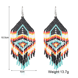 Boucles d'oreilles à pampilles en perles de rocaille, style bohème, tissées à la main, longues, avec pendentif en perles, pour femmes, vente en gros par MD HANDICRAFTS - Product Image 4