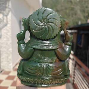 Figura de Ganesha de Jade Colombiano Verde, Escultura Tallada a Mano en Piedra Preciosa, para Decoración del Hogar u Oficina, Regalo - Product Image 6