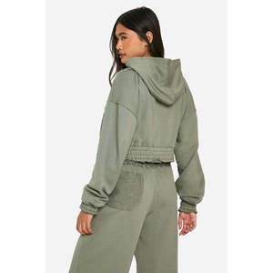 Sudaderas con capucha de punto personalizadas de alta calidad, diseño holgado, con cremallera, transpirables y ecológicas para mujer. - Product Image 6