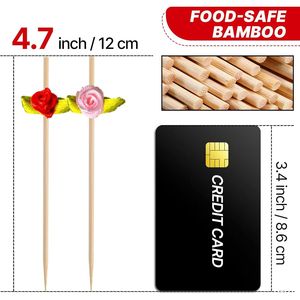 Stuzzicadenti Decorativi a Forma di Fiore Colorato da 4,7 Pollici, 100 Pezzi, Spiedini in Bambù per Feste, Antipasti, Bevande, Frutta, Sandwich - Product Image 3