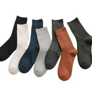Men's Crew <b>Socks</b> Solid Color Knitted Cotton Breathable Autumn Daily Wear Standard <b>Thickness</b> Regular Style - Product Image 1