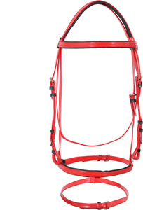 Brida de PVC para Caballo en Combinación Rojo y Negro con Riendas de Goma y Hebillas de Acero Inoxidable, Brida de PVC Personalizada - Product Image 2
