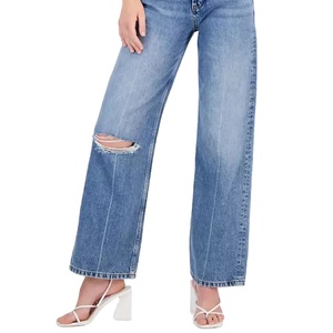 Jean en denim stretch coupe droite pour femme 2026, taille mi-haute, pantalon élastique, vente en gros, faible MOQ - Product Image 3