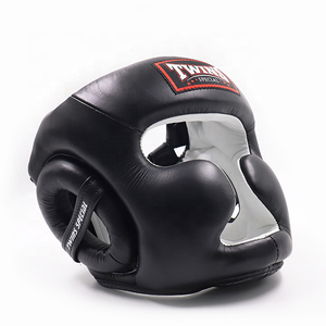 Twin Professional White Cowhide Leather Boxing Headgear Full Face Protective Training Helmet for Muay Thai K1 MMA - Product Image 5