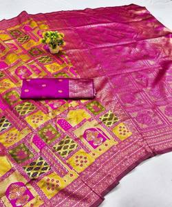 NOUVELLE ARRIVÉE SAREE EN SOIE BANARASI TISSÉE AVEC TRAVAIL ARTISANAL, BLAISES NON COQUETTES, VÊTEMENTS DE FÊTE ET DE CÉRÉMONIE, PRIX DE GROS, VÊTEMENT ETHNIQUE ROSE, TOUTES LES COULEURS - Product Image 1